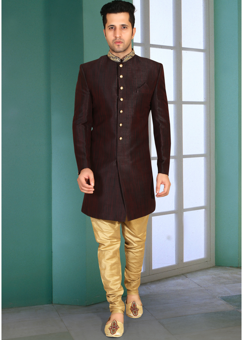 black and gold indo western dress