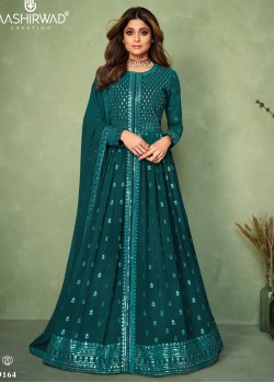 Green   Real Georgette Gown