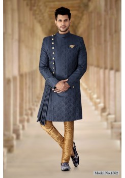 Navy Blue  Art Silk Western  Sherwani 