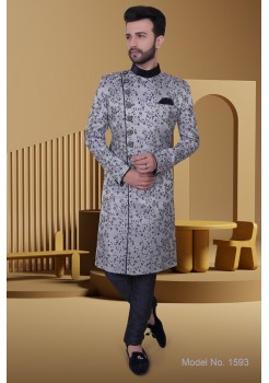 Blue Art Silk  Western Sherwani 