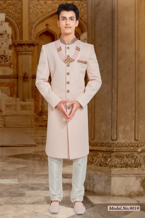 Pink Lakhnavi Silk  Western Sherwani