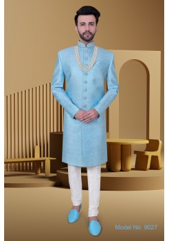 Sky Blue  Art Silk Western  Sherwani 