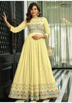 Yellow Desginer Anarkali- Gown 