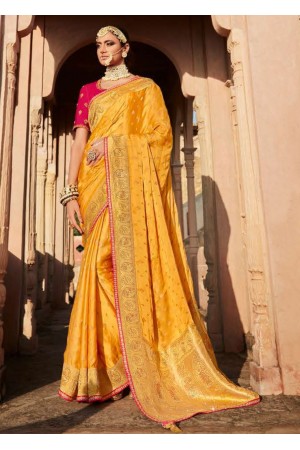 Yellow  Assam Silk Saree