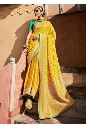 Yellow Assam Silk Saree
