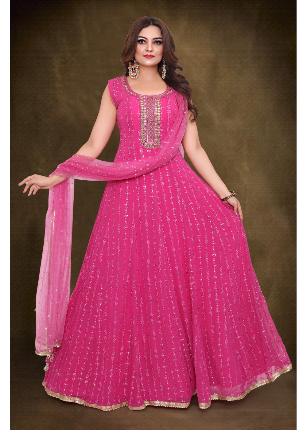 Rani pink Silk Gown Dress - GW0140