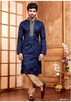 Navy Blue Designer Mens Kurt Set