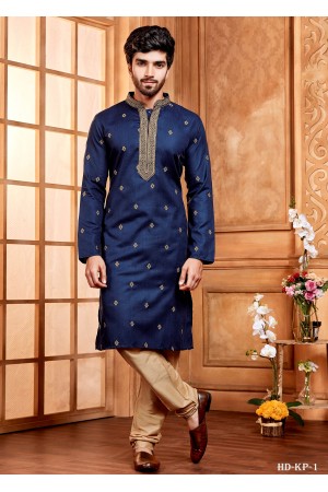 Navy Blue Designer Mens Kurt Set