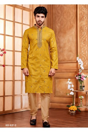 Yellow Designer Mens Kurt Set