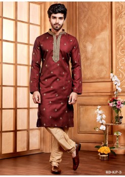 Maroon Designer Mens Kurt Set