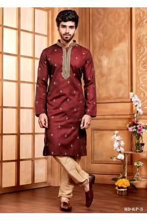 Maroon Designer Mens Kurt Set