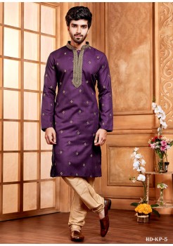 Purple Designer Mens Kurt Set