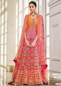 Orange & Pink  Killer Silk Anarkali- Gown