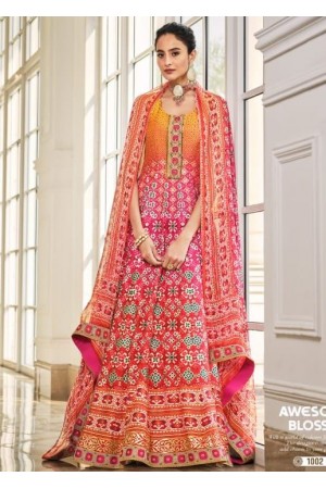 Orange & Pink  Killer Silk Anarkali- Gown
