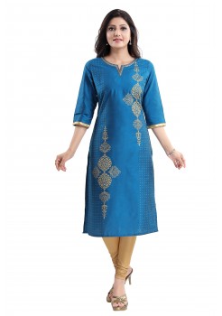 Blue Cotton Silk Kurti