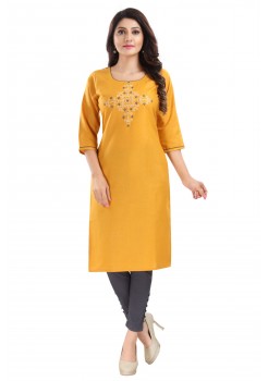 Mustard Casual Cotton Ladies Kurti