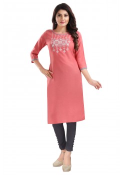 Pink Casual  Cotton Ladies Kurti