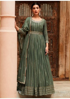 Green Silk Designer Gown