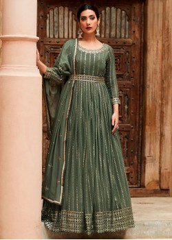 Green Silk Designer Gown