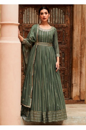 Green Silk Designer Gown