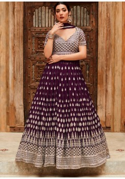 Purple Silk Designer Gown