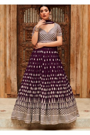 Purple Silk Designer Gown