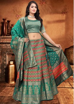 Green & Pink   Designer Lehenga