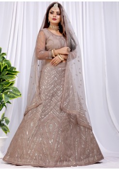Brown  Diamond Georgette Lehenga 