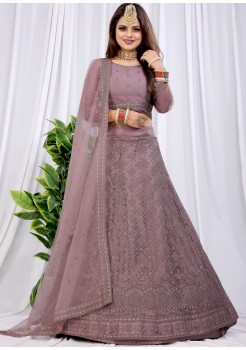 Purple   Diamond Georgette Lehenga 
