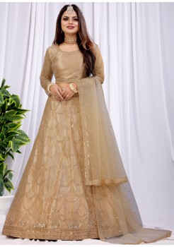 Cream  Diamond Georgette Lehenga 