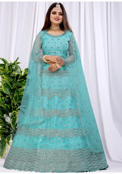 Blue  Diamond Georgette Lehenga 