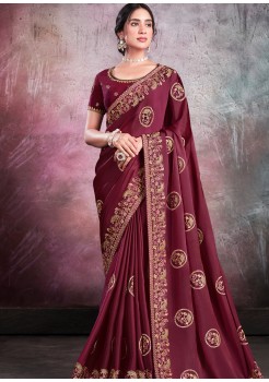 Maroon Silk Designer Saree
