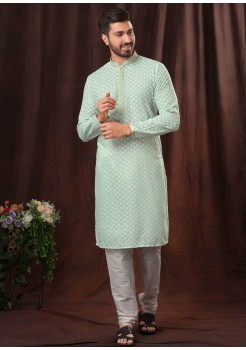 Light Green Poly Mens Kurta