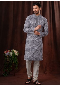 Blue Poly Mens Kurta