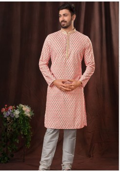 Pink Poly Mens Kurta