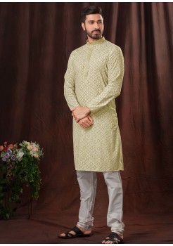 Greenish Poly Mens Kurta