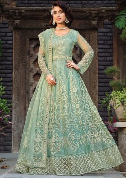 Sky  Blue  Pure Butterfly Net Gown 