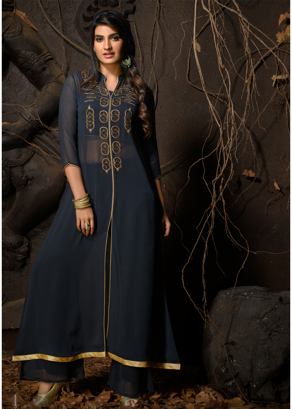 Buy Grey Printed Georgette Party Wear Kurti Online : 248979 -