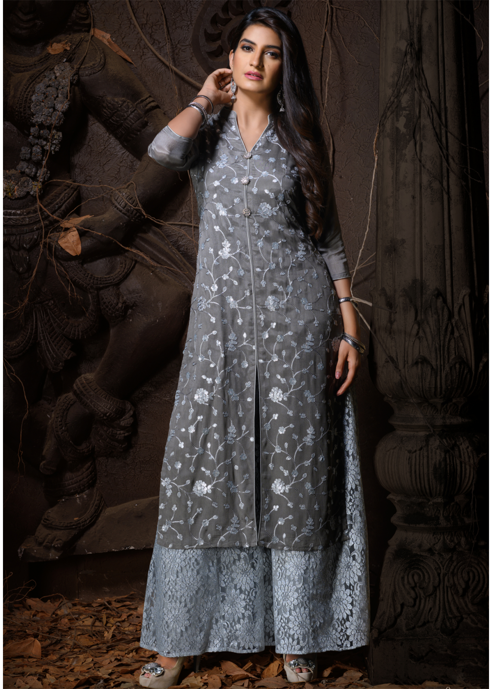 long straight cut kurtis party wear
