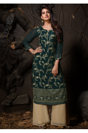 L And XL Green Colored Embroidered Georgette Designer Original Kurti at Rs  1679 in Surat