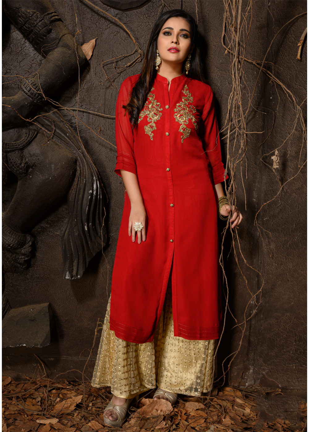 kurti design red colour