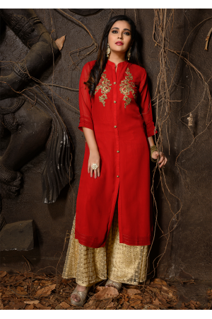 Womens Rayon ALine Kurti  Kurta Red in Meerut at best price by Saksham  Enterprises  Justdial