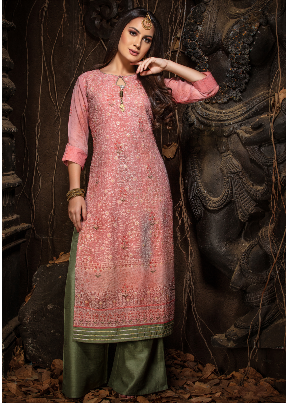 Buy Georgette Embroidered Purple Casual Kurti Online