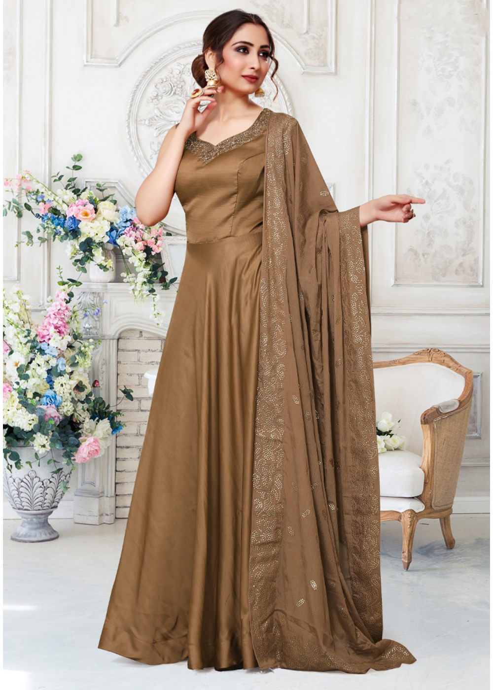 designer silk gown