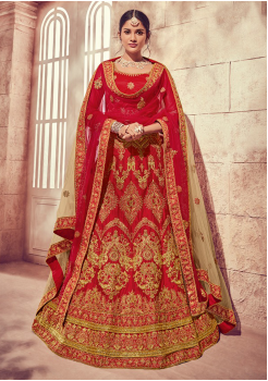 Strong Red Color Designer Silk Lehenga