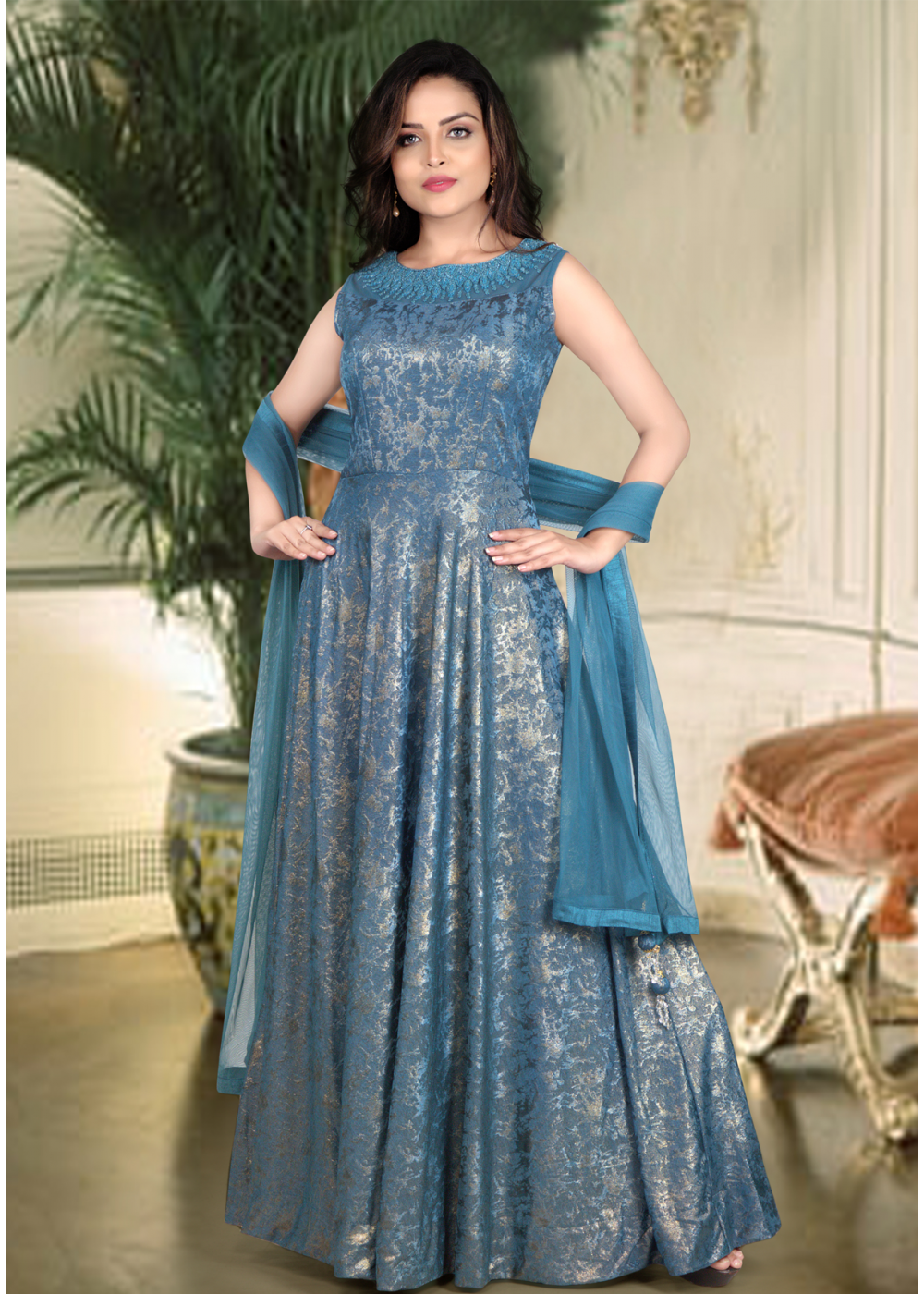 Beautiful Silk Gown with Hand Embroidery embellishments. | Designer  anarkali dresses, Anarkali dress pattern, Party wear indian dresses