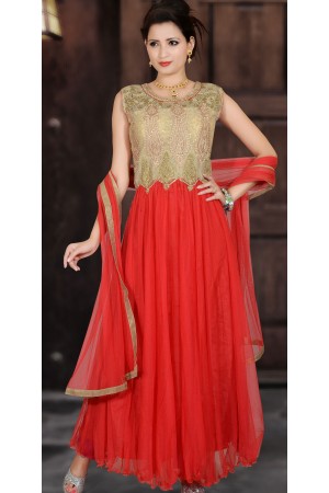 CLASSIC RED AND GOLD ANARKALI GOWN