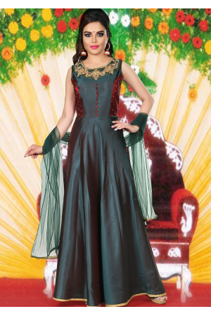 maroon colour party wear dress