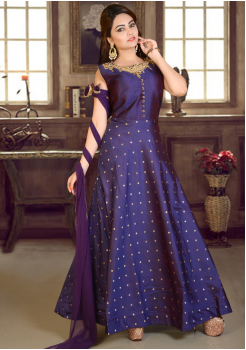 Purple Blue Color Party Wear Gown