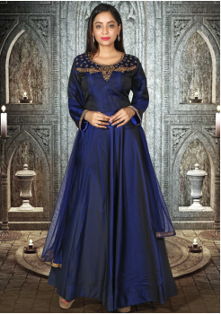 Designer Navy Blue Party Wear Gown